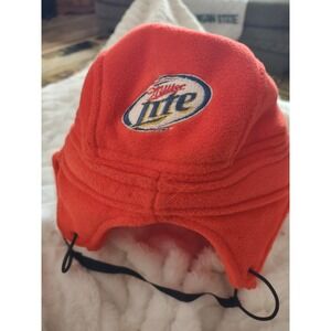 Miller Lite Detroit Red Wings Fleece Winter Hat Earmuffs